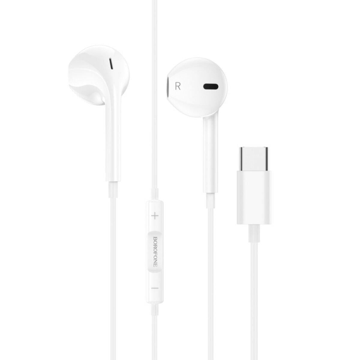 Наушники Borofone M80 Magnificent Type-C wire-controlled digital earphones with microphone 1,2 м White
