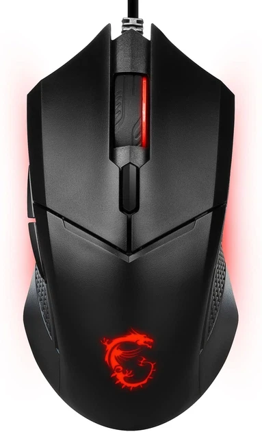 Комп'ютерна мишка оптична MSI Clutch GM08 USB сенсор PAW-3519 200/400/800/1600/3200/4200 dpi 6 кнопок червоне LED Чорний (2881182169)