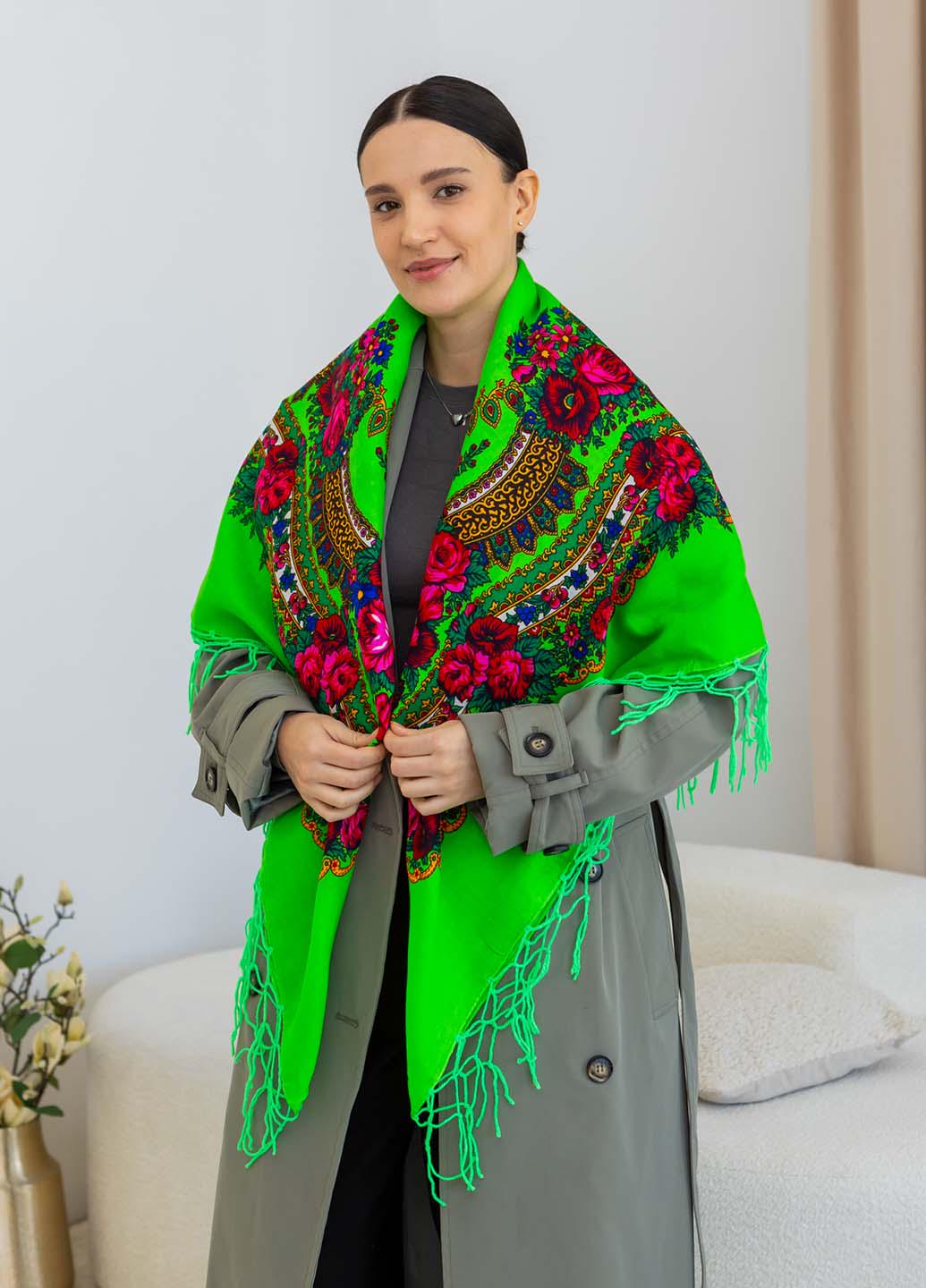 Платок шерстяной с бахромой 120х120 см (С12040-11)