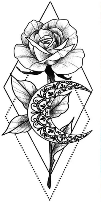 Тату тимчасове водостійке 3D велике Квітка місячна BK-063 18х8 см (4419468)