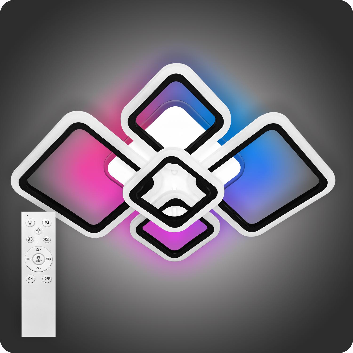 Люстра світлодіодна 517 Light 3color з пультом 114 Вт Чорний (01278)