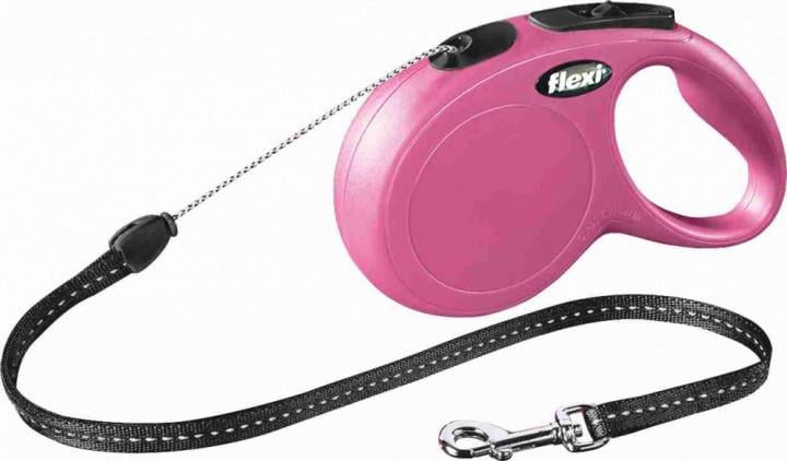 Повідець-рулетка Flexi Classic M 5 м шнур до 20 кг Рожевий (1151264248)