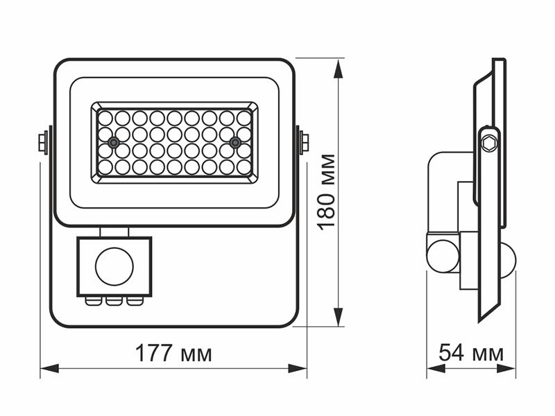 Прожектор світлодіодний Videx F2e VL-F2e305W-S з датчиком руху та освітленості 30W 5000K 220 V IP65 (7347) - фото 6