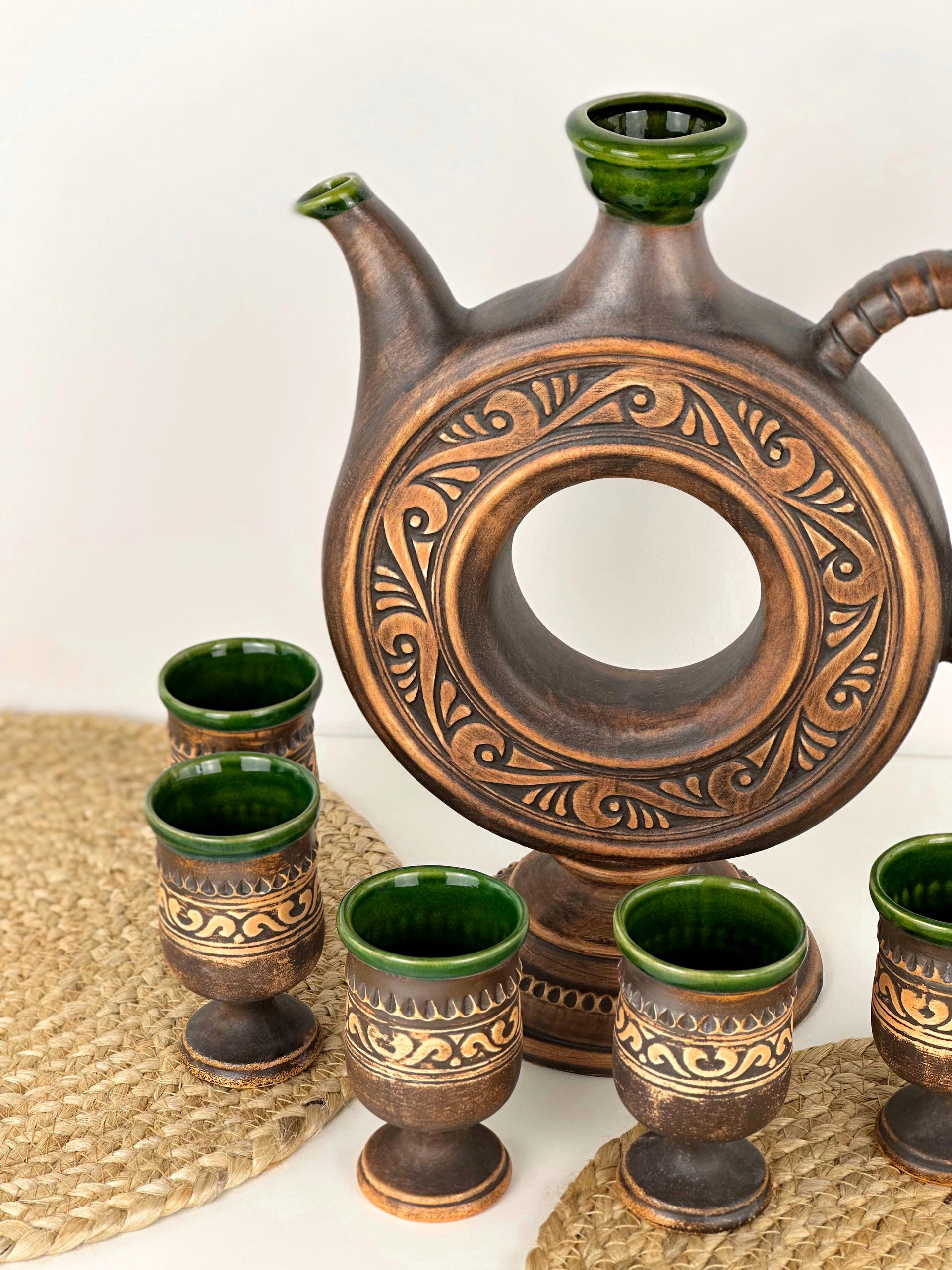 Набір глиняного посуду подарунковий Гражда на 6 чоловік Коричневий (17019-35) - фото 6