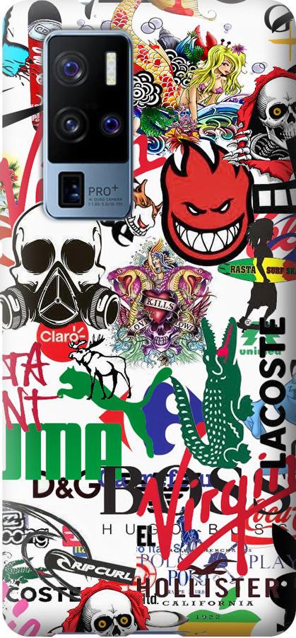 Чехол на Vivo X50 Pro Plus Many different logos (4022u-2056-42517)