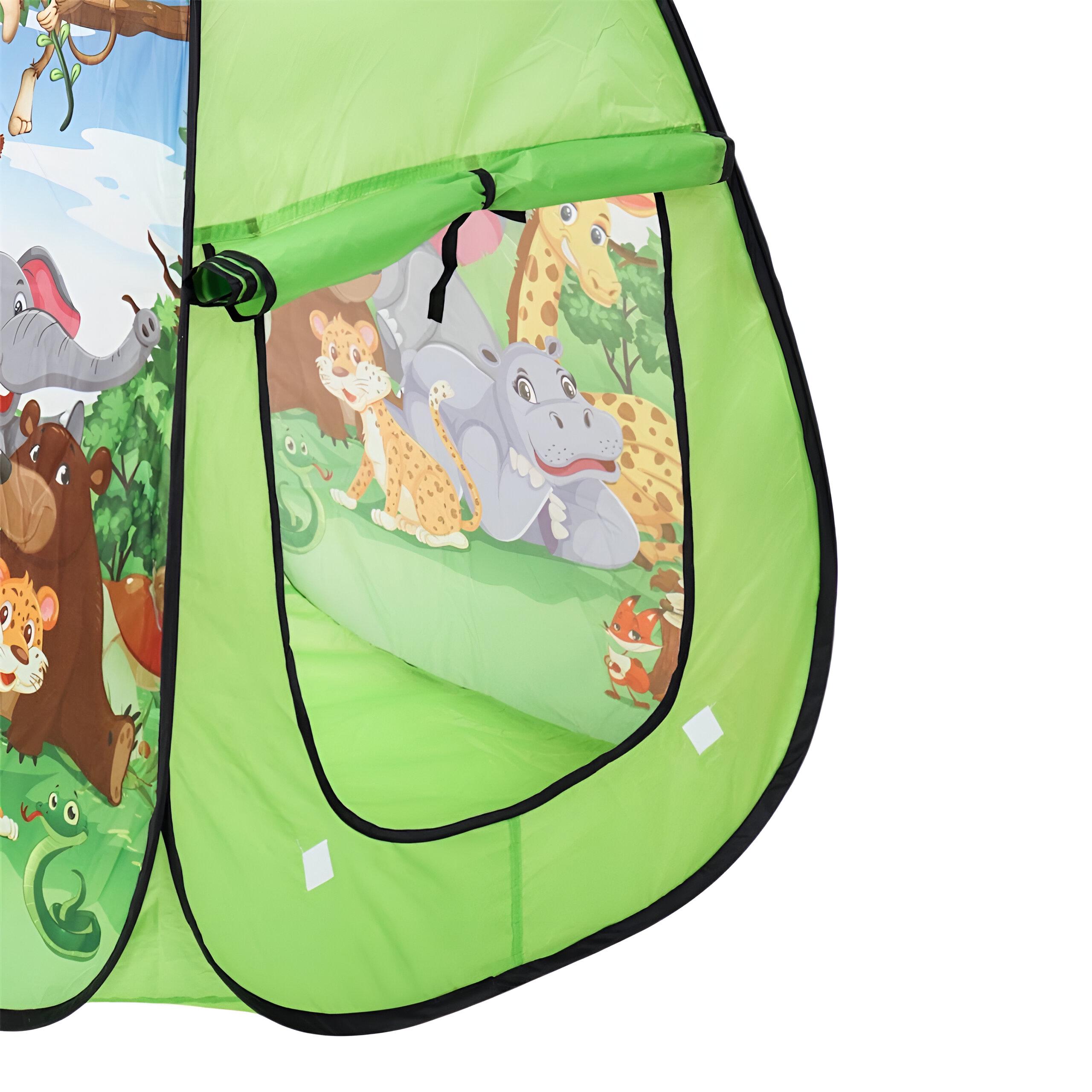 Игровая палатка для детей "Животные" 668-45 70х70х85 см Зеленый - фото 4 Игровая палатка для детей "Животные" 668-45 70х70х85 см Зеленый - фото 4