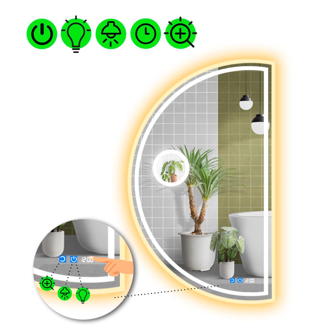 Зеркало с LED подсветкой Parette 4 с двумя сенсорами и линзой с подсветкой 80x40 см (8776214)