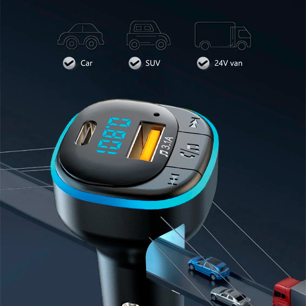 FM-трансмиттер Terra С33 Bluetooth 5.0 с вольтметром и USB 3.1А/Type C (2079569054) - фото 3