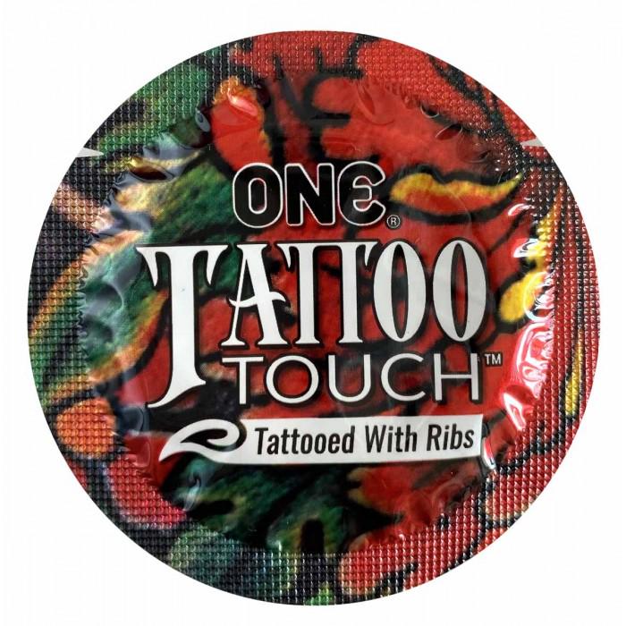 Презервативи ONE Tattoo Touch з ребристою поверхнею у вигляді тату 1 шт. (31213973)
