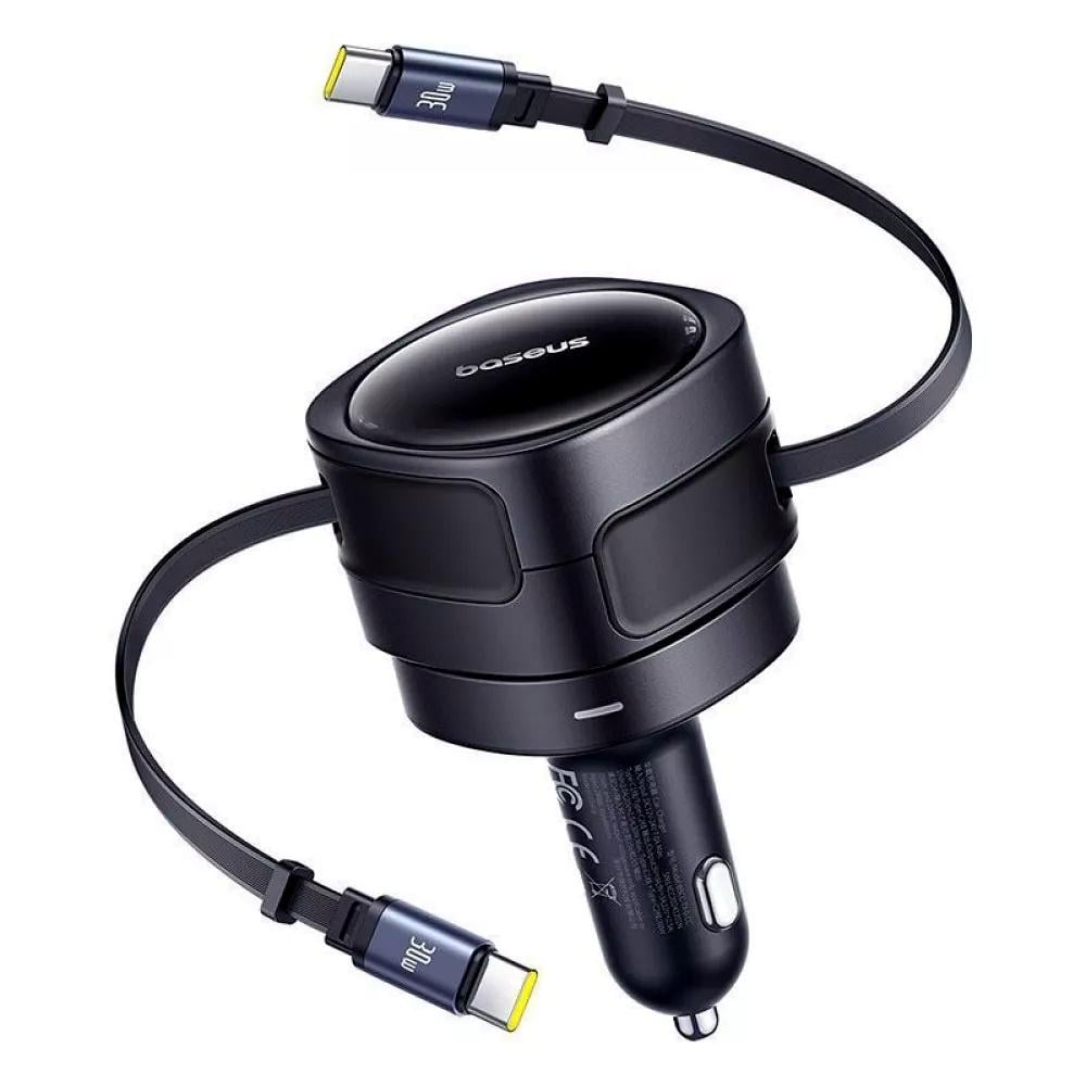Зарядное устройство в авто BASEUS Enjoyment Max 60W два кабеля Type-C PD QC Черный (662010001) Зарядное устройство в авто BASEUS Enjoyment Max 60W два кабеля Type-C PD QC Черный (662010001)