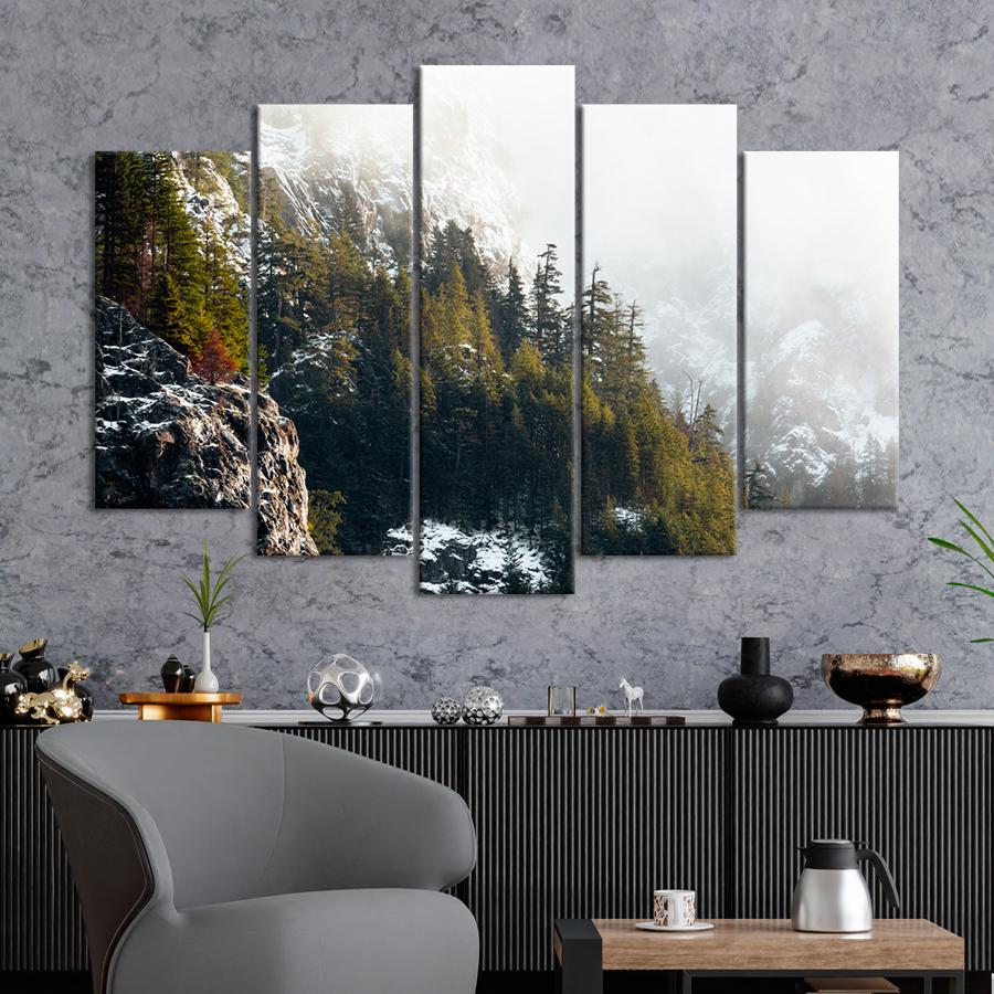 Картина природа Снежные горы и хвойные деревья 137x85 см (A1087-5)