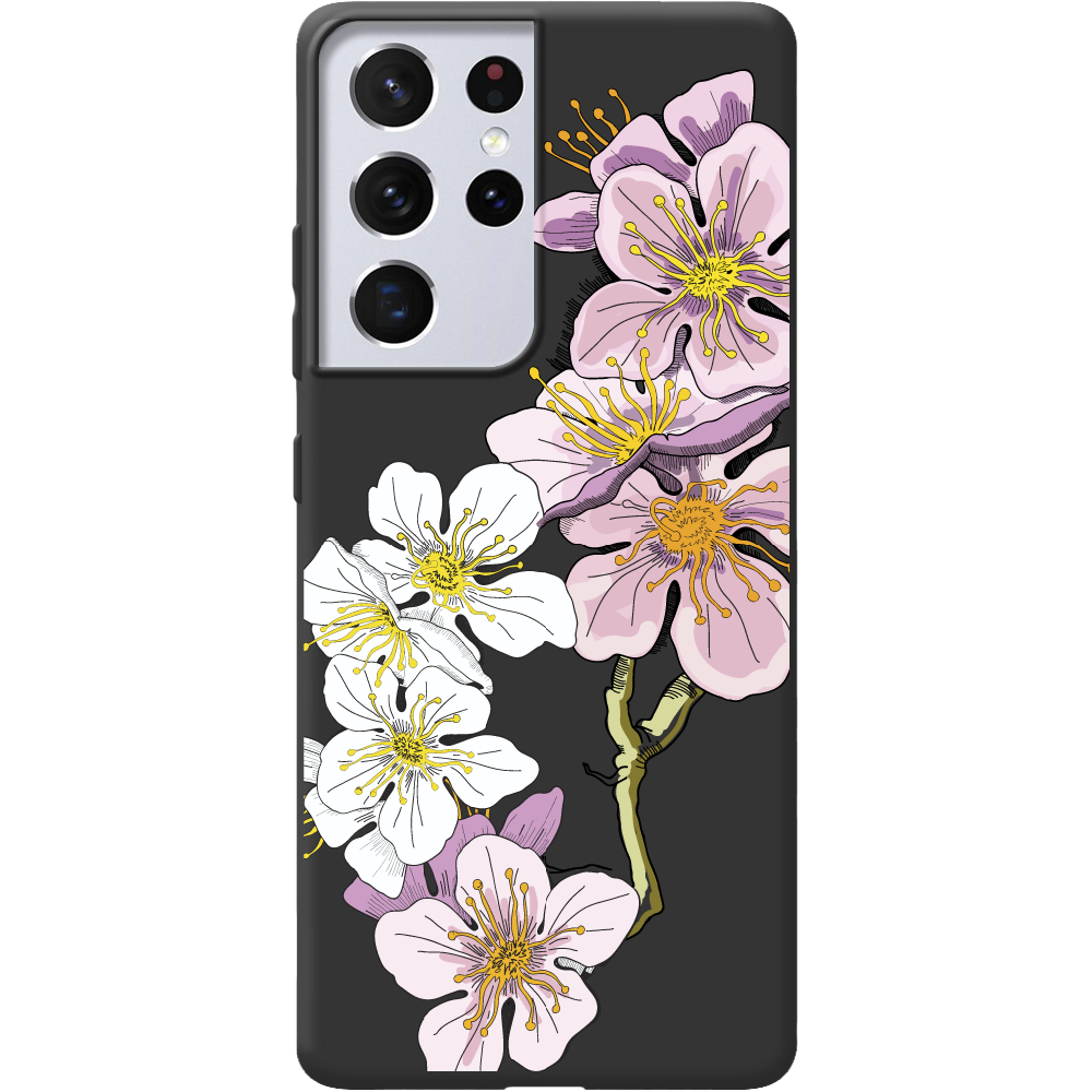 Чохол BoxFace Samsung G998 Galaxy S21 Ultra Cherry Blossom Чорний силікон (41719-cc4-42011)