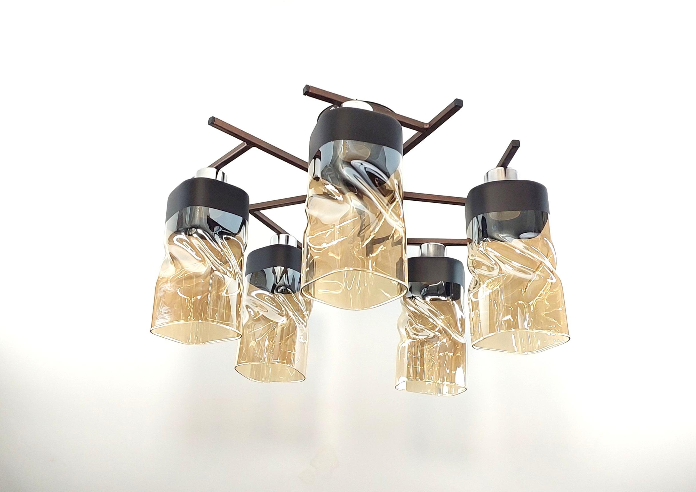 Люстра потолочная Лофт 3285/5 на 5 плафонов металлическая Коричневый