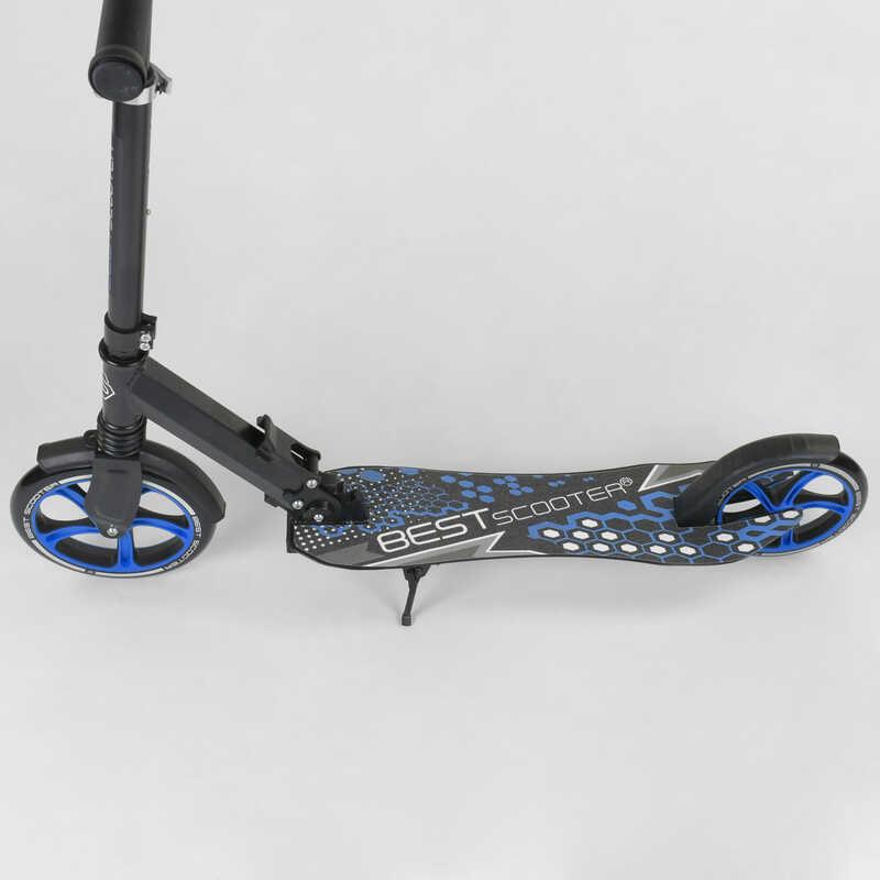 Самокат дитячий Best Scooter з PU колесами затискачем керма та 1 амортизатором Black/Blue (88915) - фото 3