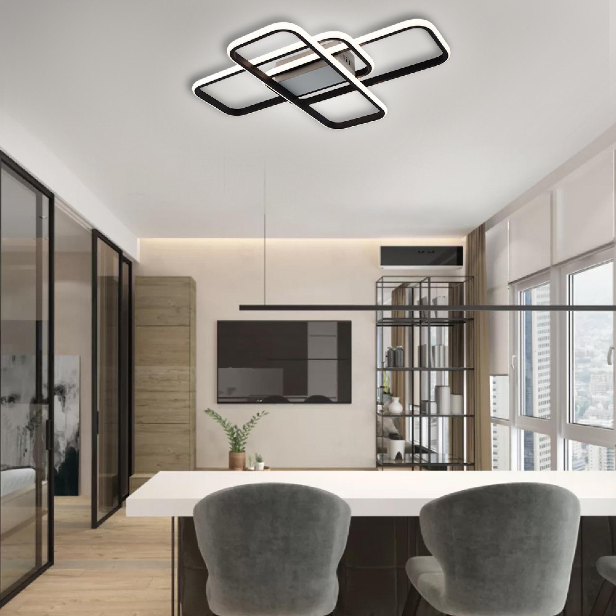 Люстра ESLLSE SVEN 3SQ с пультом 90W 635x478x75 мм Черно-белый (10568) - фото 4 Люстра ESLLSE SVEN 3SQ с пультом 90W 635x478x75 мм Черно-белый (10568) - фото 4