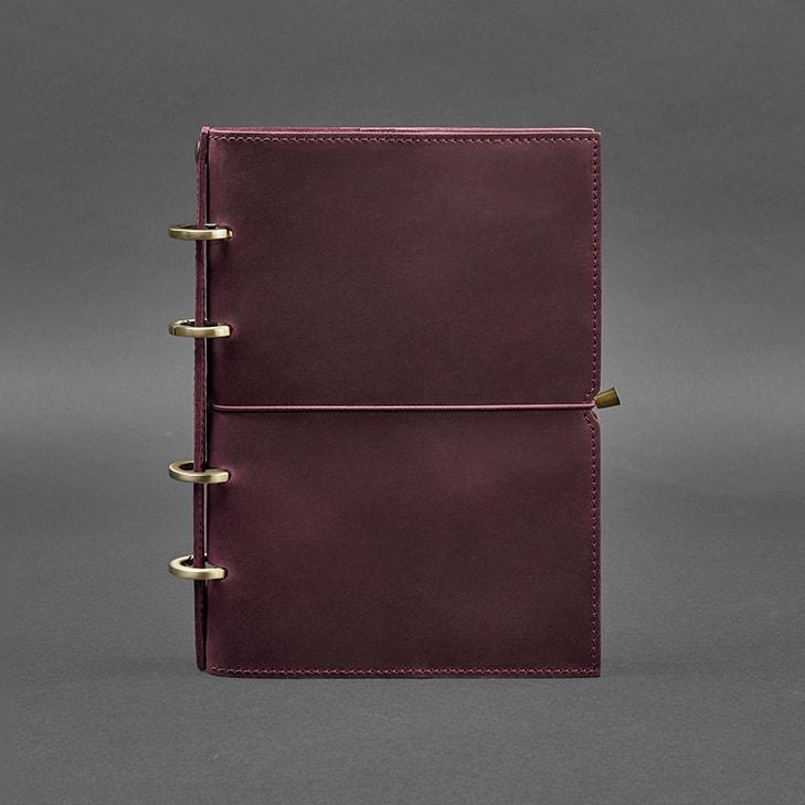 Блокнот шкіряний А5 на кільцях Софт-бук 9.0 в м'якій обкладинці Бордовий (A-026829) - фото 3
