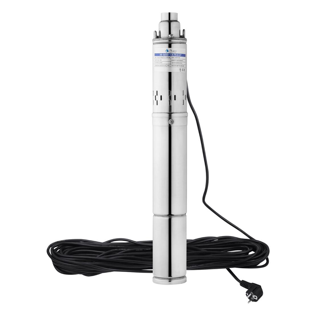 Насос глибинний шнековий Agua 3S QGD 1.8-75-0.37 з вбудованим конденсатором (CV035071) - фото 2