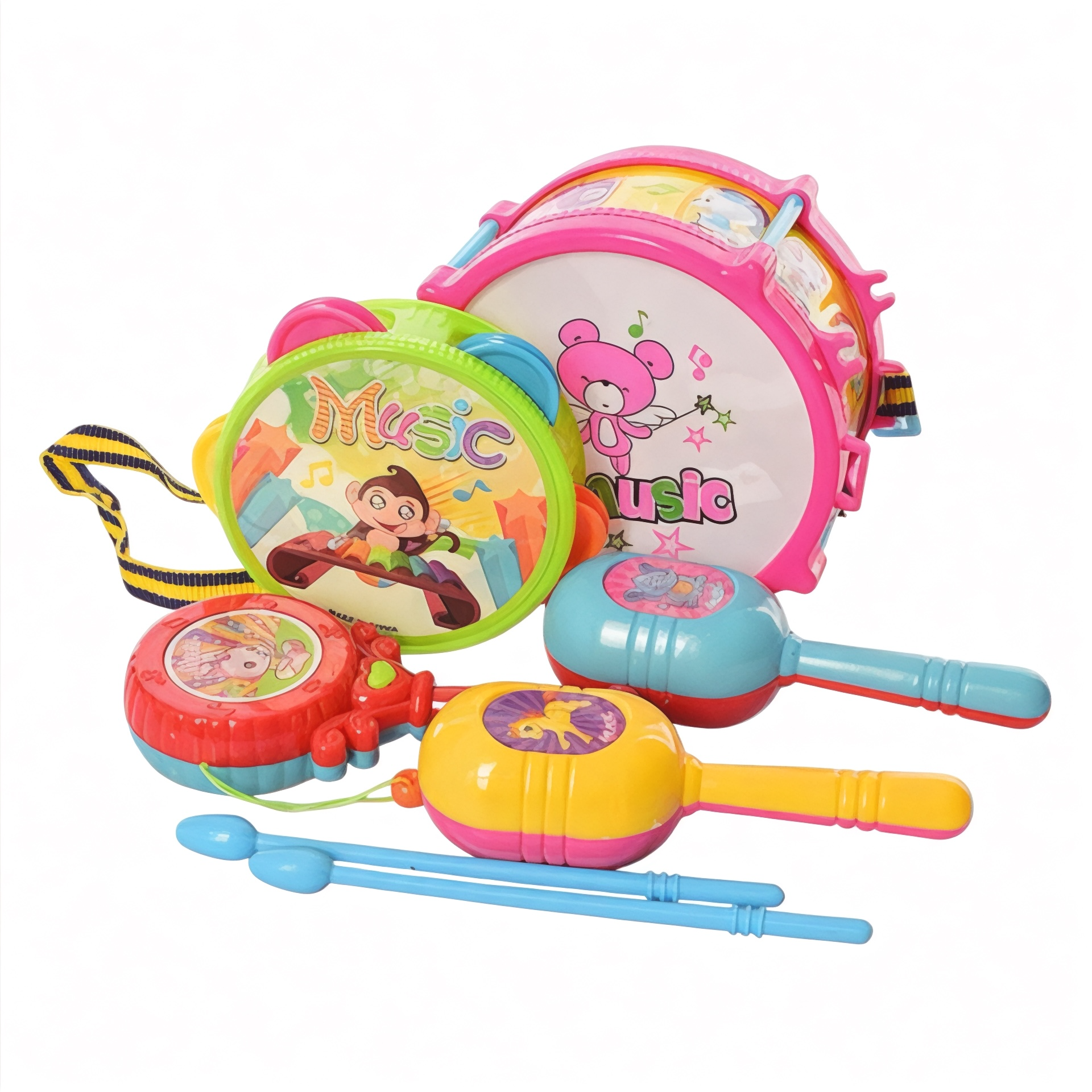 Набір дитячих музичних інструментів Metr+ 3098-2 барабан/бубон/маракаси/(113806)