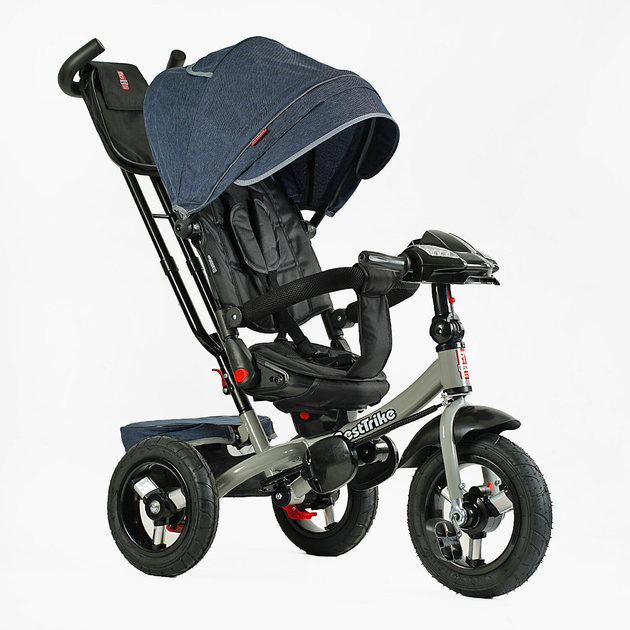 Детский велосипед трехколесный Best Trike надувные колеса/фара музыкальная/USB/пульт Blue (25331859)