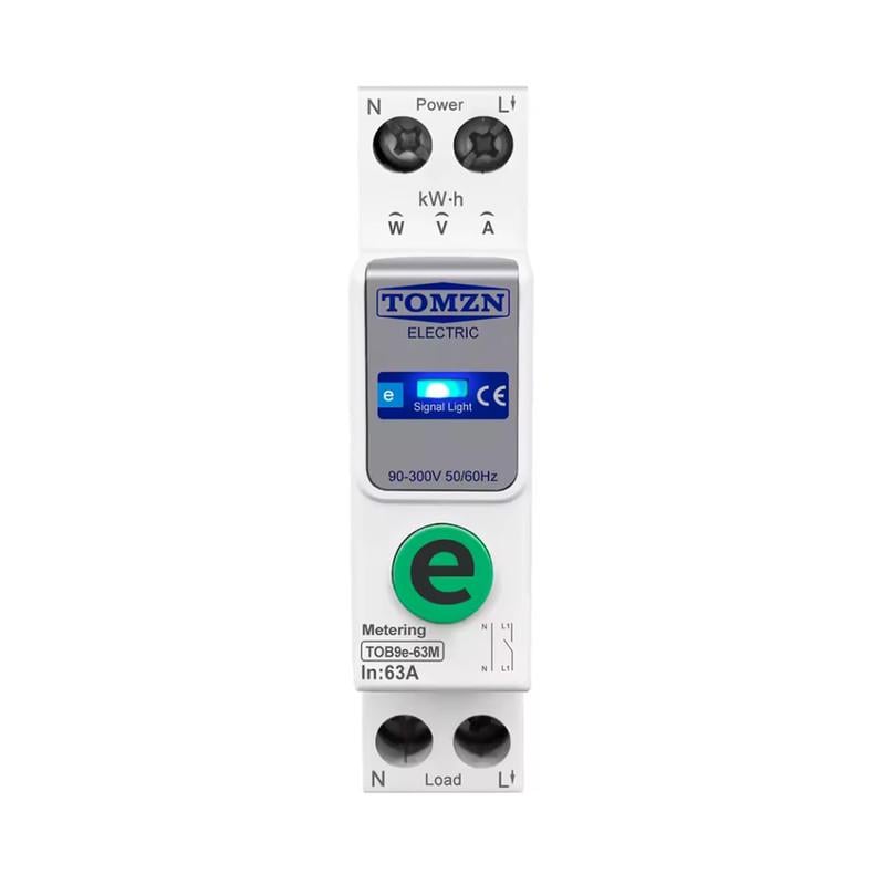 Выключатель умный WiFi TOMZN с полной защитой/счетчиками/таймером 1P+N 63A 230V eWeLink (TOB9e-63M)