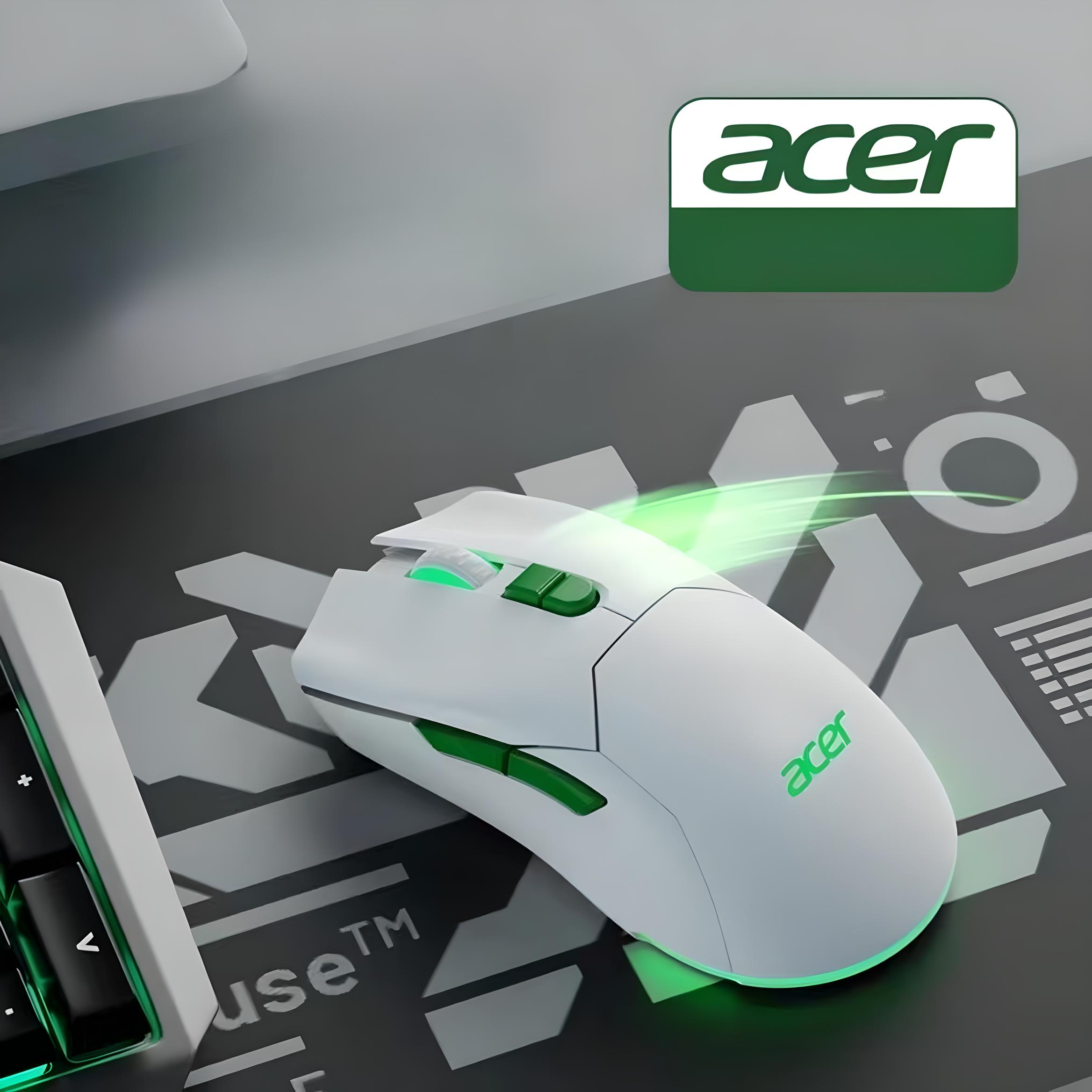 Мышка игровая Acer OMW210 с комбинированным подключением USB/Bluetooth 2,4 ГГц RGB 9600 DPI Белый - фото 3