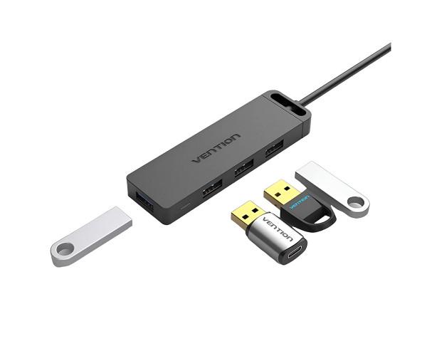 Хаб USB Vention 4 Ports USB 3.0 With Power Supply CHLBB 15 см Black - фото 2