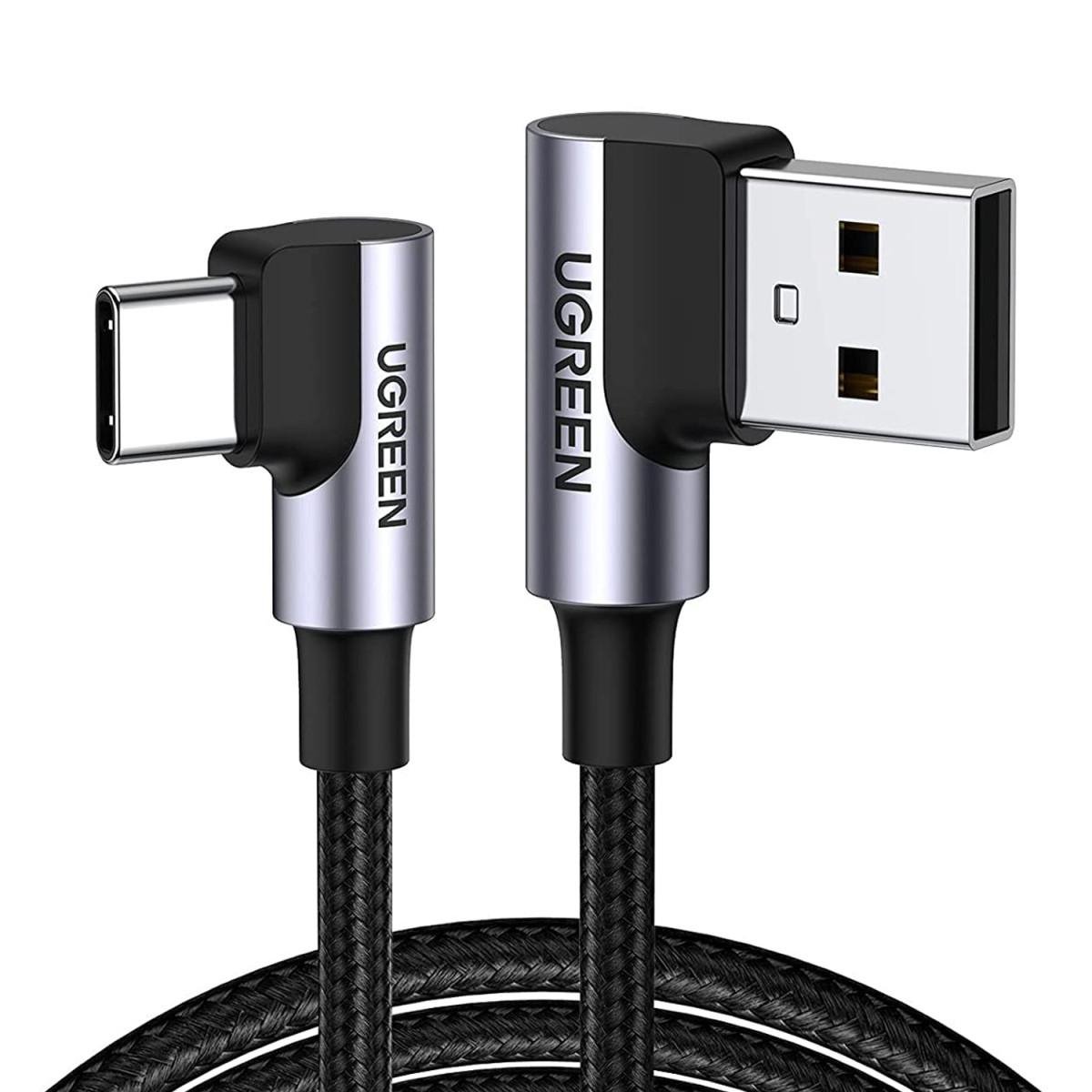 Кабель угловой Ugreen Angled US176 USB 2.0 A to Type-C 3 м Черный