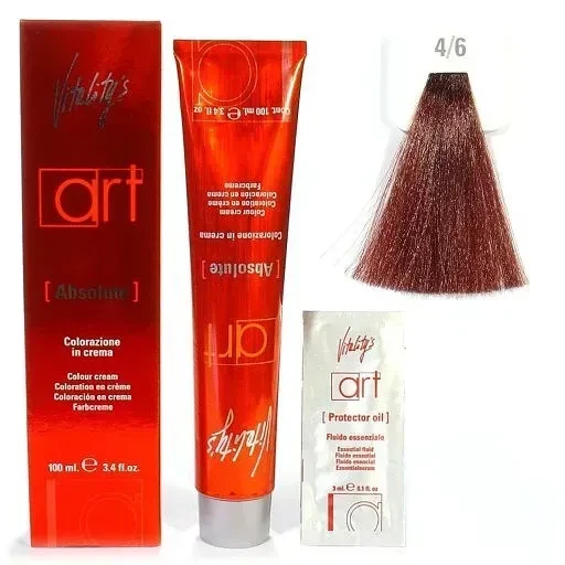 Крем-краска для волос с масляным коктейлем Vitality’s Art Absolute Hair Color Cream 4/6 Красный Шатен 100 мл