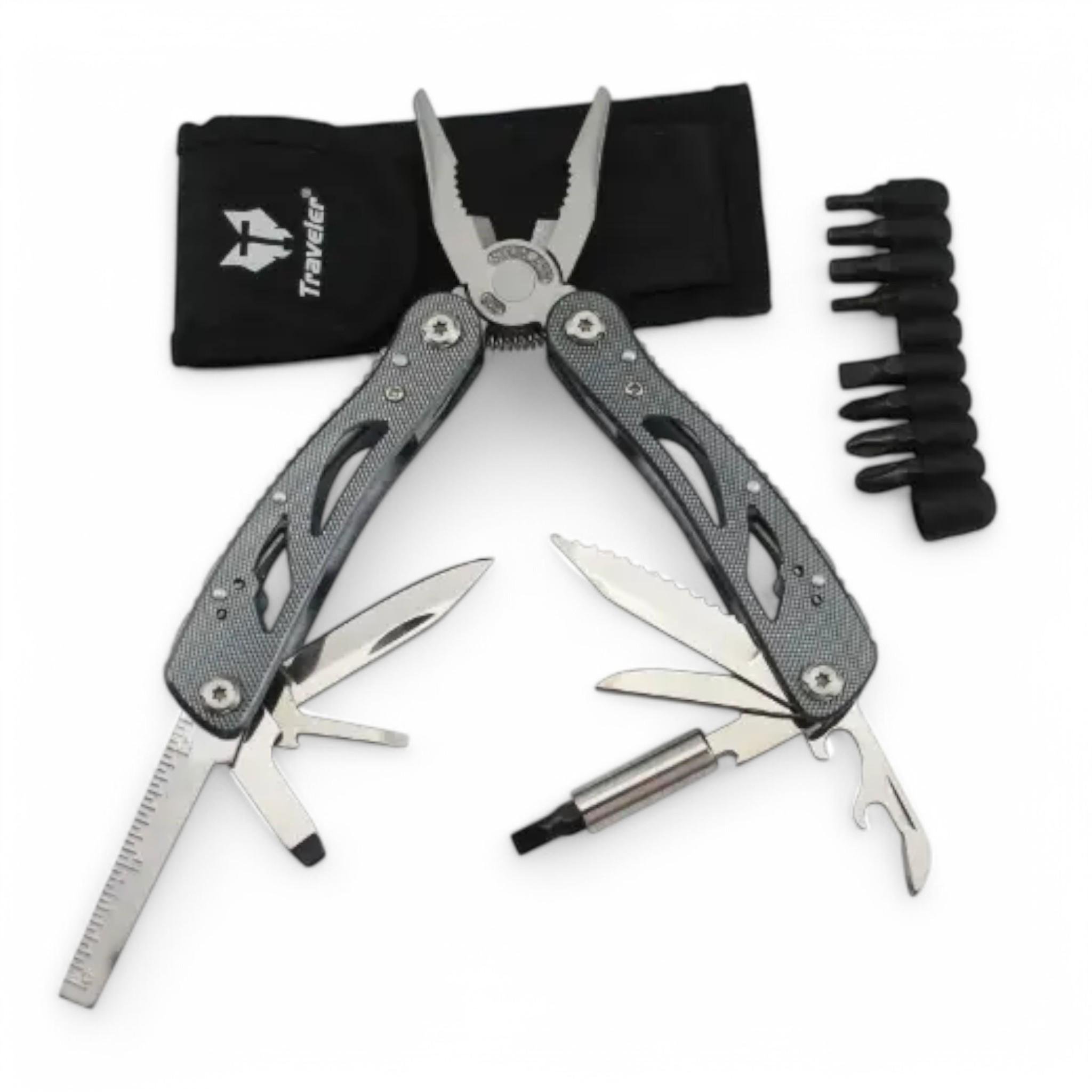 Мультитул Traveler MT 6в1 с набором бит в чехле Grey (25675707)