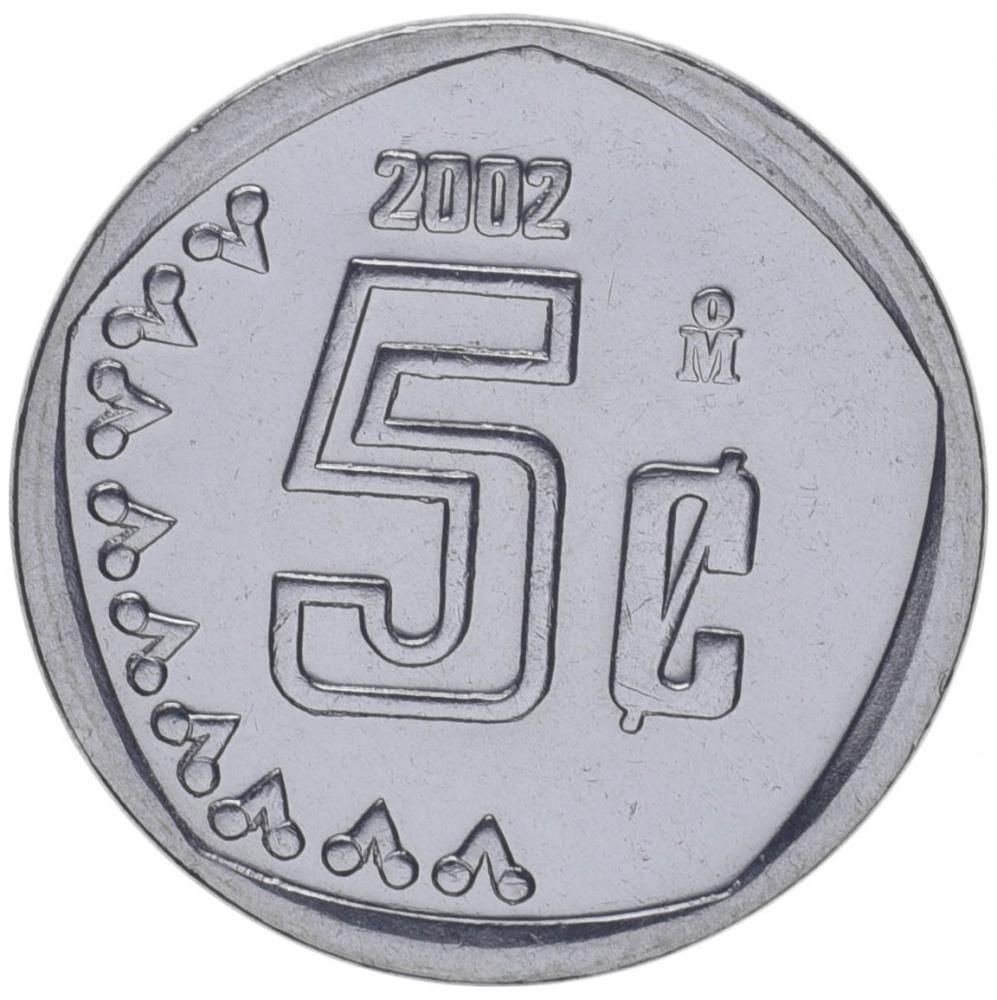 Коллекционная монета Мексика 5 сентавос 2002 AU-UNC (KM#546)