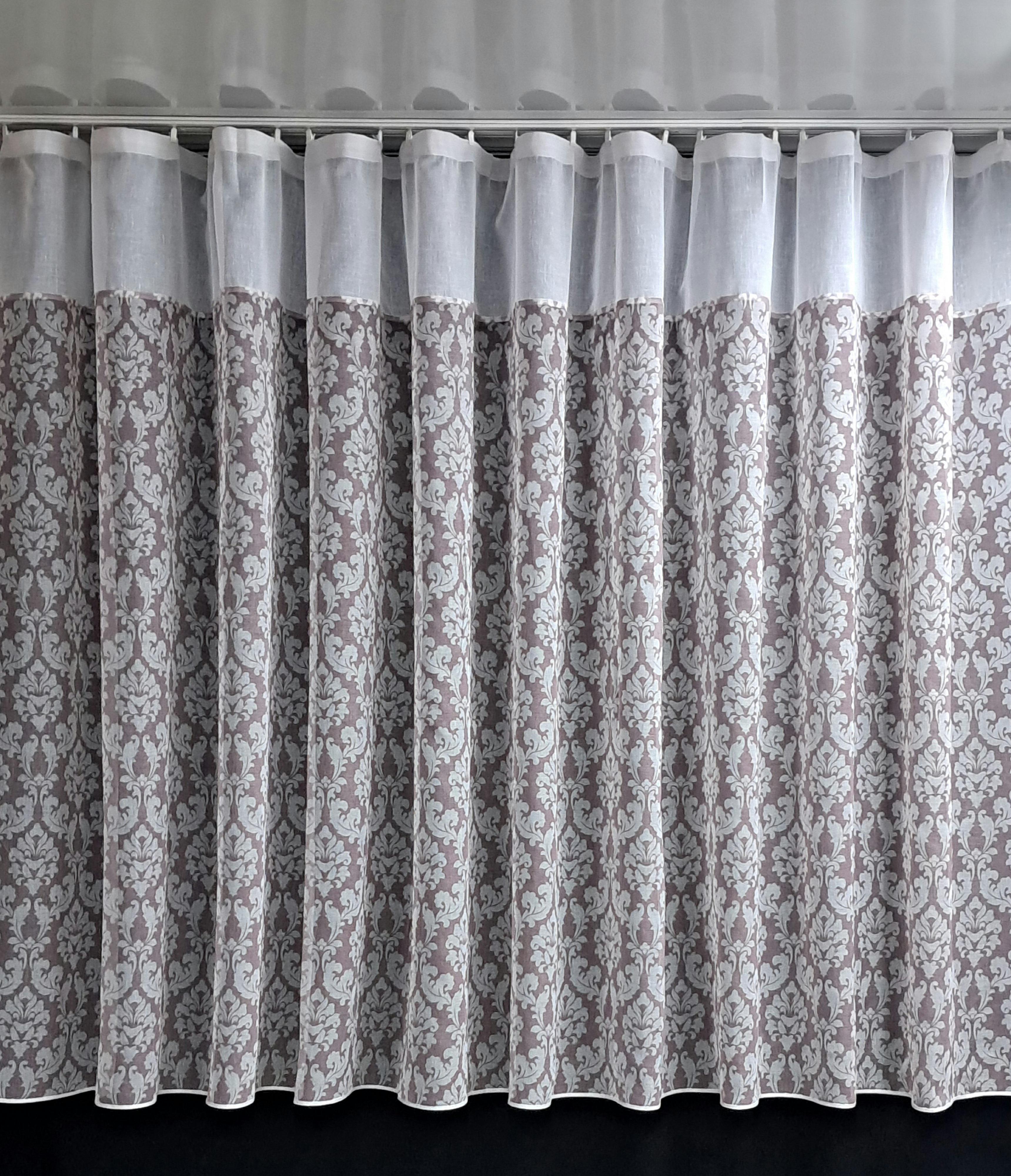 Гардина из батиста с узором Корона 170х400 см Чайная роза (1254.1)