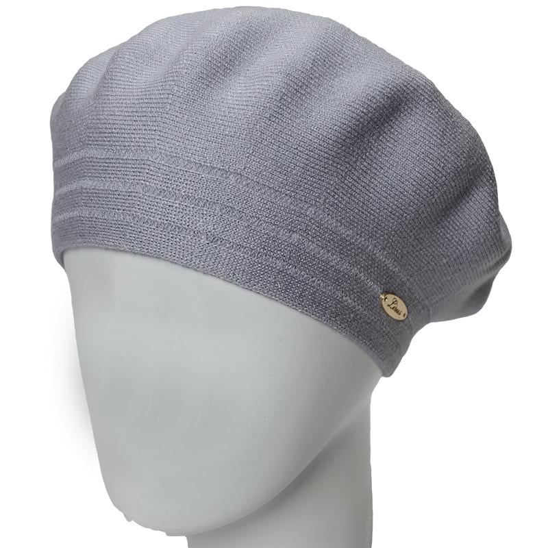 Берет женский Novita Шер из вискозной пряжи двойной L р. 57-58 Серо-голубой (163838)