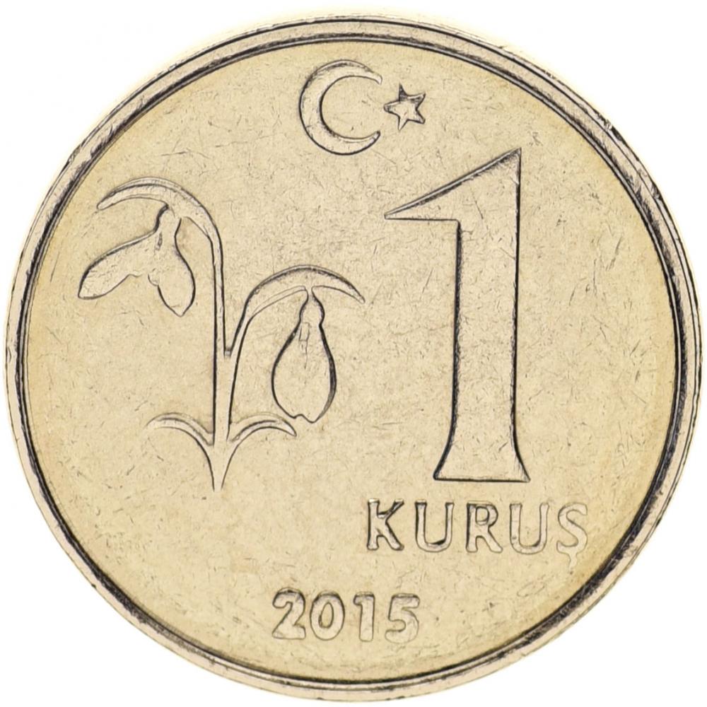Коллекционная монета Турция 1 куруш 2015 UNC (KM#1239)