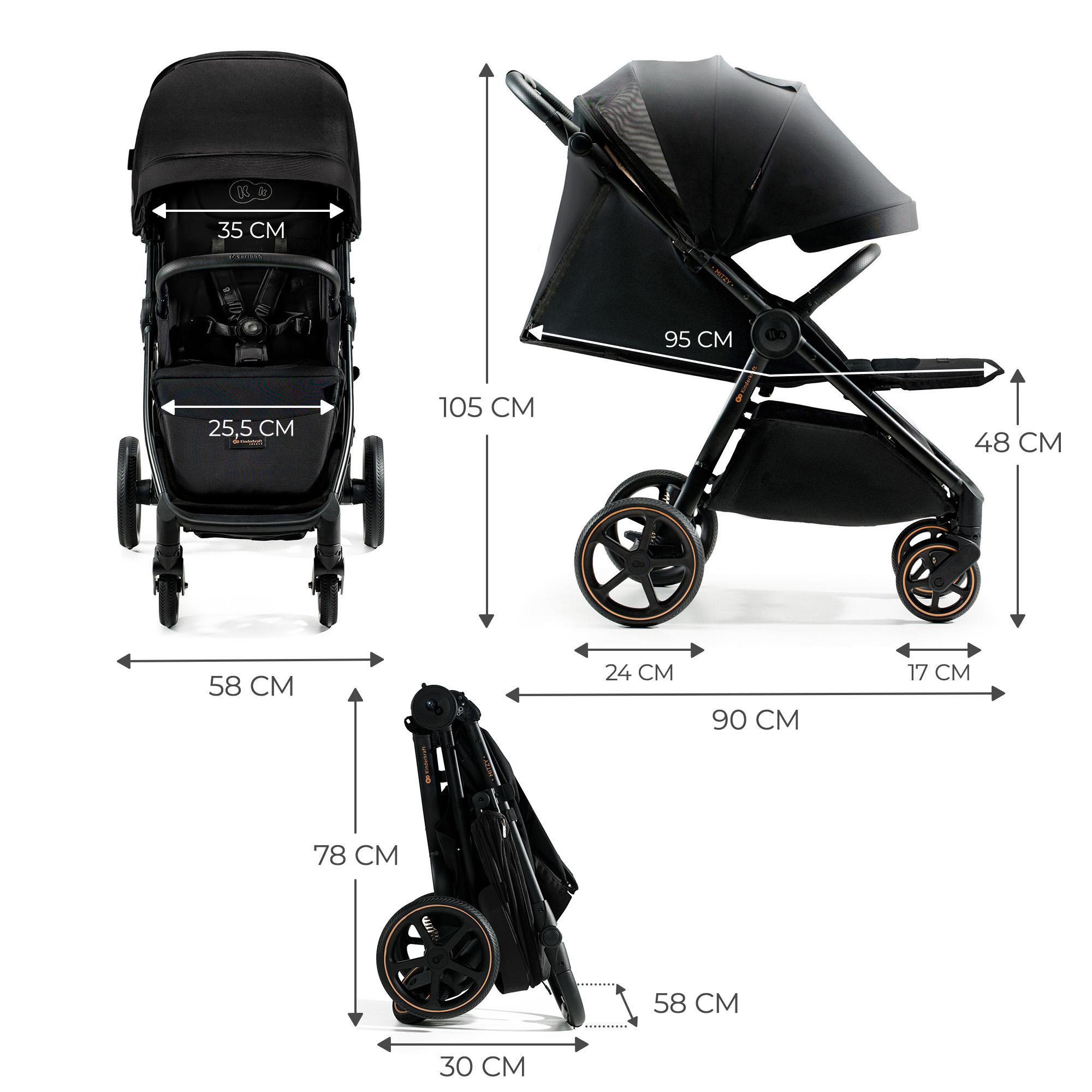 Коляска прогулочная Kinderkraft Mitzy Ink Black (KSMITZ00BLK0000) - фото 4