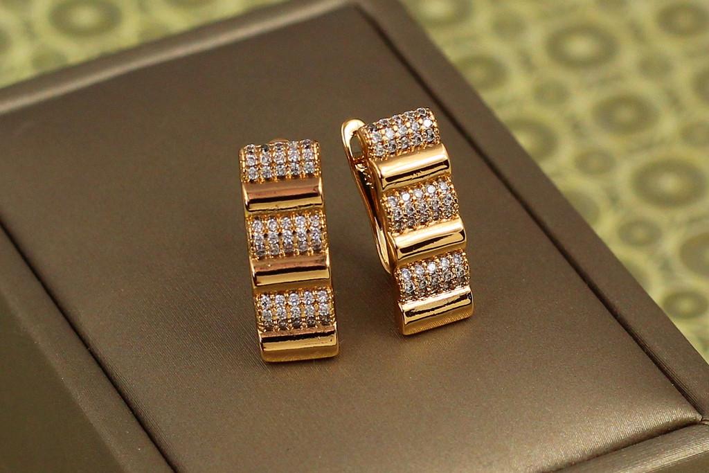 Серьги Xuping Jewelry Гармошка 1,8 см Золотистый (2425439467)