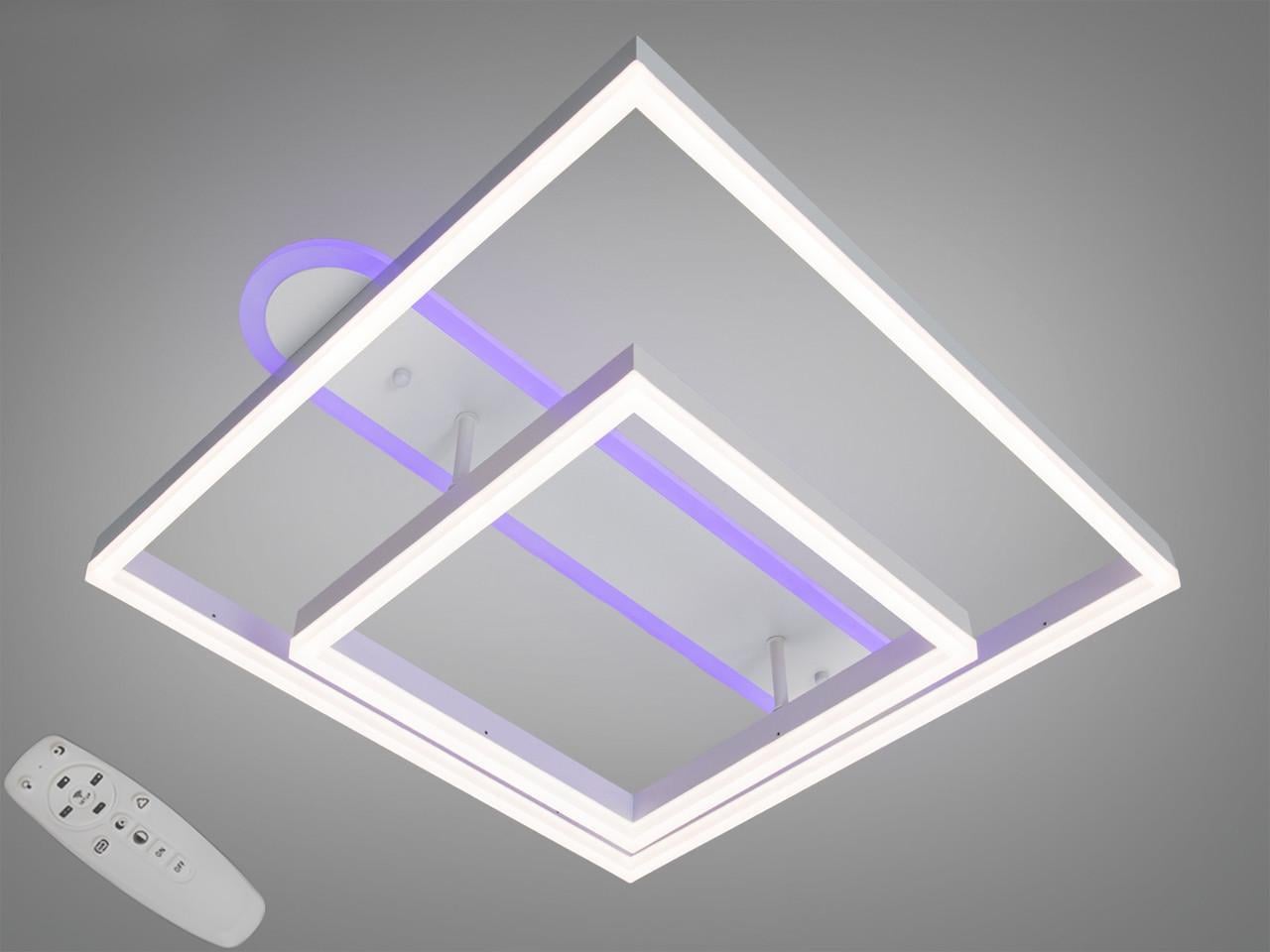 Люстра светодиодная 2551WH LED 3color dimmer 86 Вт с пультом для гостиной Белый (2941179597)