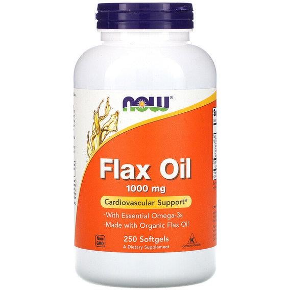 Лляна олія NOW Foods Flax Oil with Essential Omega-3's 1000 мг 250 Softgels (NF1772)