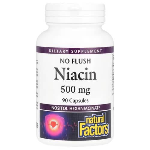 Ниацин B-3 Natural Factors Niacin No Flush 500 мг 90 Capsules (NFS-01223)
