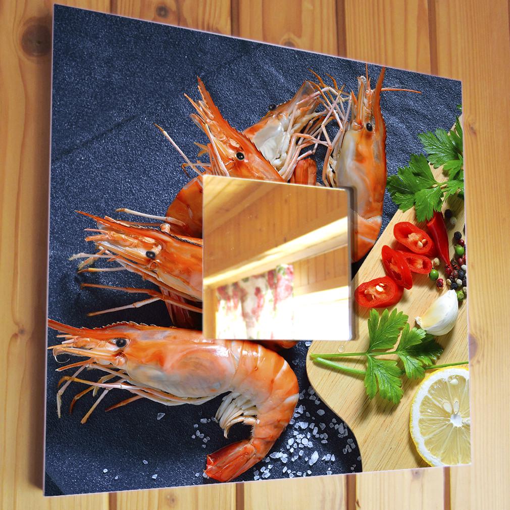 Зеркало декоративное Красивые креветки 260х260 мм (M04218)