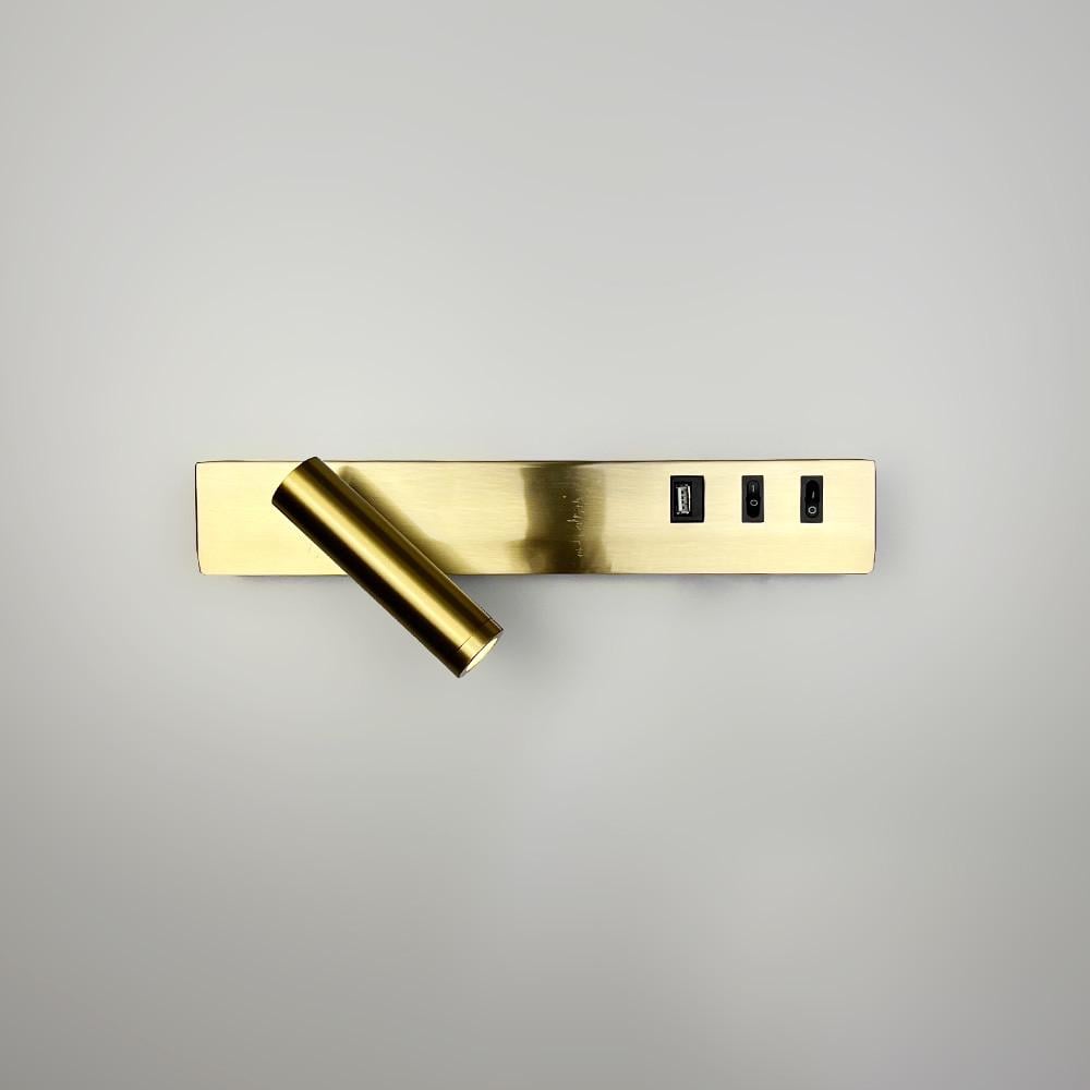 Бра с поворотным спотом слева/разъем USB Латунь (WJ 028/2 R AB)