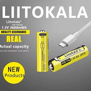 Акумулятор LiitoKala USB-T36 1,5V 2400 mAh АА Жовтий (28869237) - фото 4