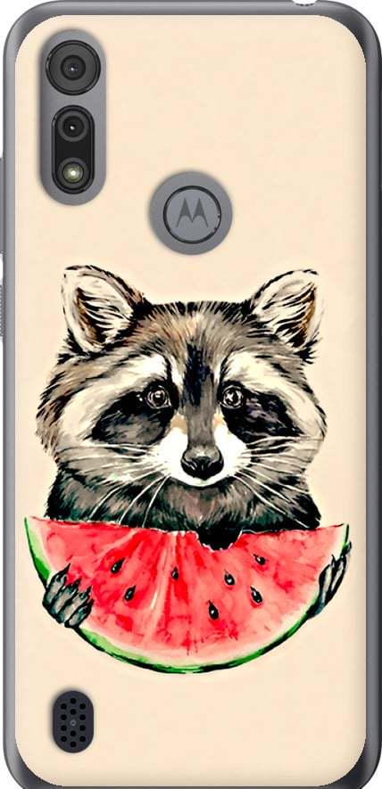 Чехол на Motorola E6s Енотик с арбузом (4605u-2001-42517)