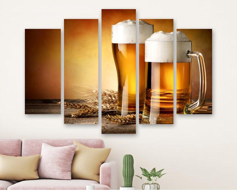 Модульная картина на холсте из пяти частей KIL Art Светлое пиво 112x68 см (M51_M_121)