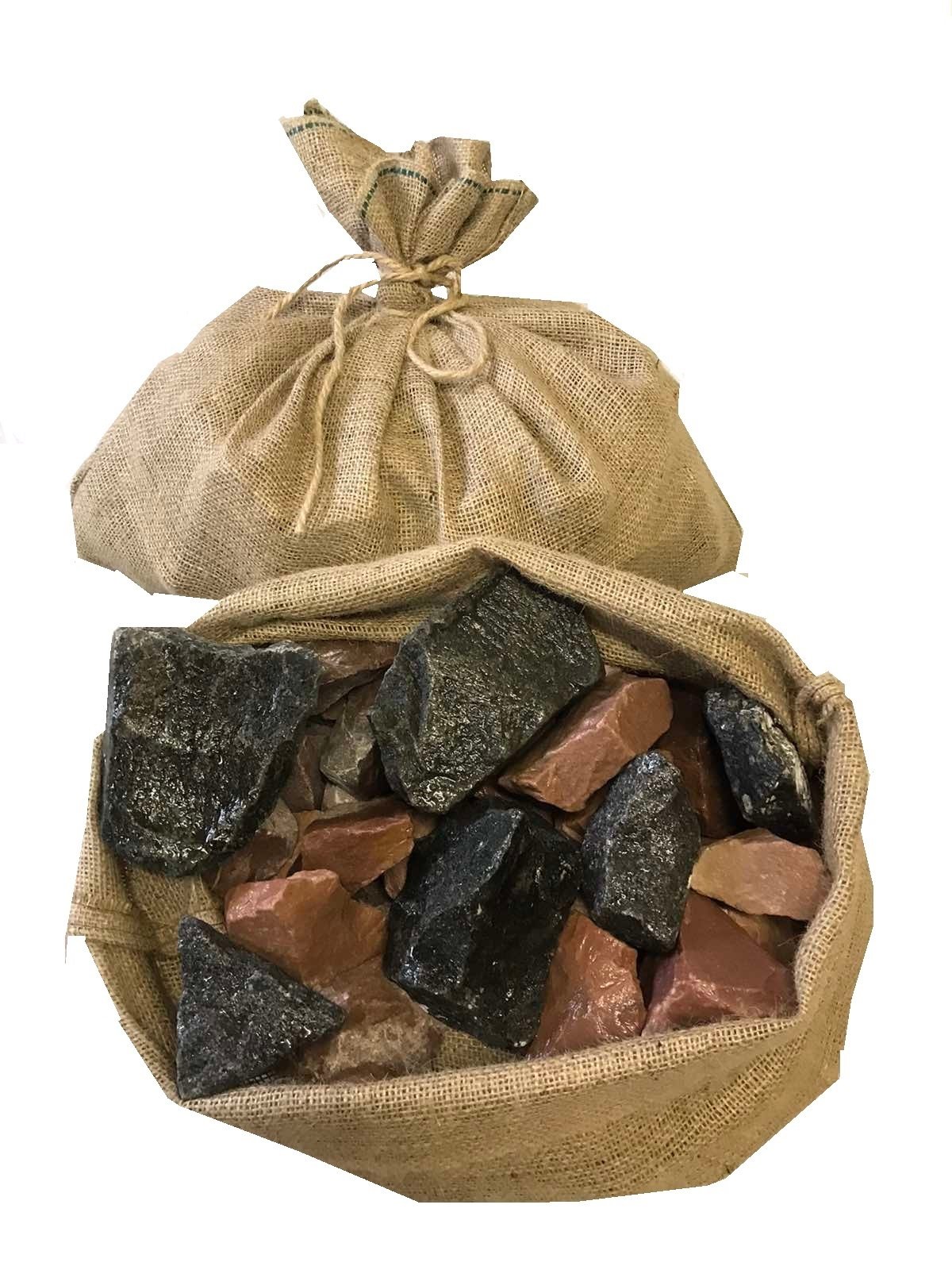 Камені для сауни та лазні mix габродіабаз і малиновий кварцит 20 кг - фото 4