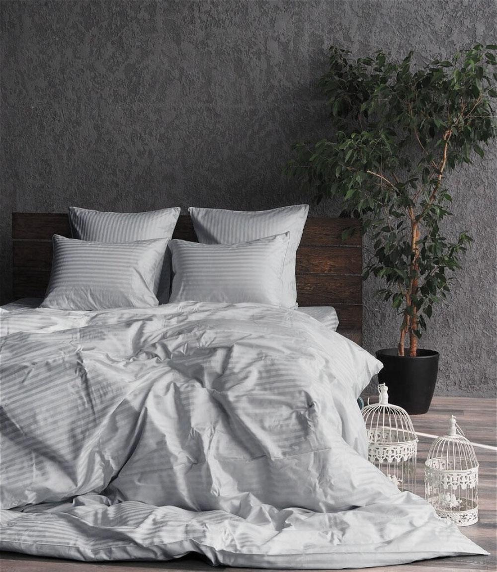 Комплект постельного белья на резинке Stripe LUX 1/1 см семейный/наволочки 50х70/70х70 см Gray Pearl (3927) - фото 1 Комплект постельного белья на резинке Stripe LUX 1/1 см семейный/наволочки 50х70/70х70 см Gray Pearl (3927) - фото 1