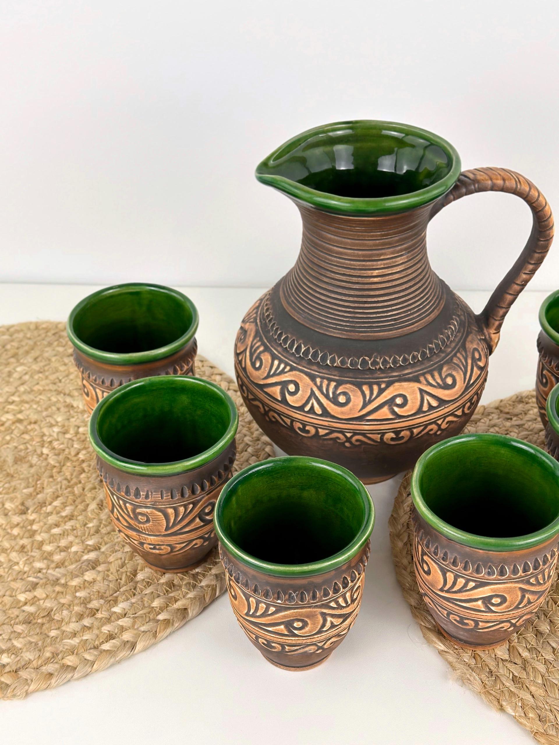 Набір глиняного посуду для узвару Гражда на 6 чоловік Коричневий (17019-28) - фото 7