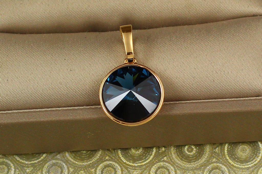 Кулон Xuping Jewelry большой камень Сваровский темно-синий хамелеон 1,4 см Золотистый (26861796)