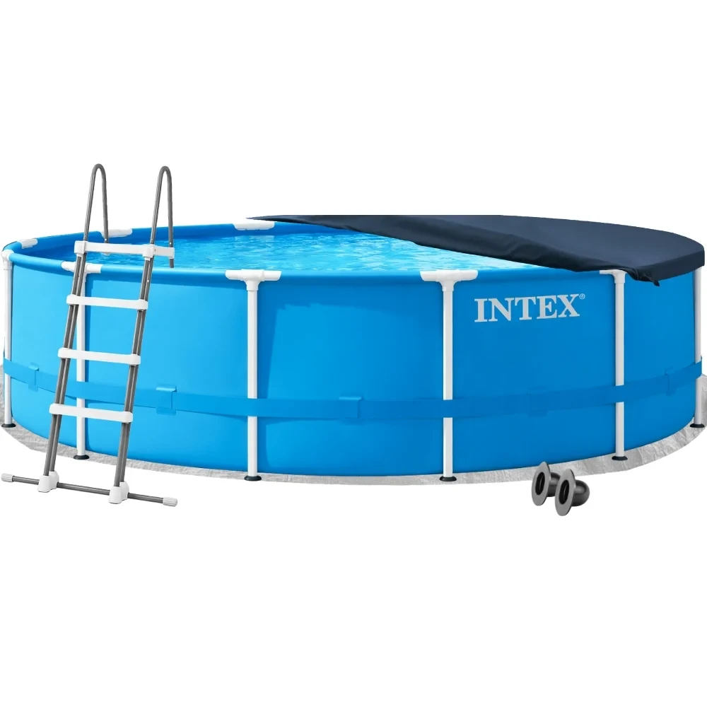 Бассейн каркасный круглый Metal Frame Intex 28242-4в1 457х122 см с подстилкой/лестницей/тентом Синий (147-9-28242-4)