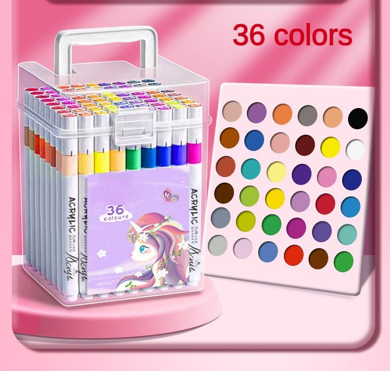 Набор акриловых маркеров 36 цветов для художественного творчества для раскрасок - фото 4