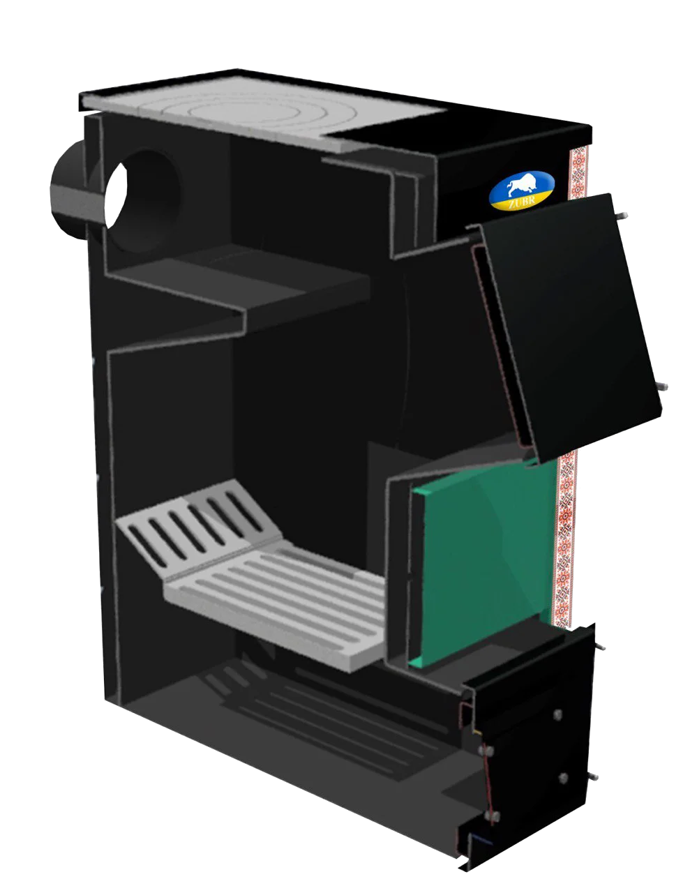 Котел твердотопливный Zubr Eko длительного горения с плитой 15 кВт (21-61-100007) - фото 4